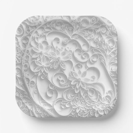 Elegantes Papier-Quilling Pappteller (Vorderseite)