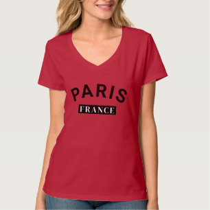 Elegantes Paris Frankreich Mark Tiefrotes V-Aussch T-Shirt