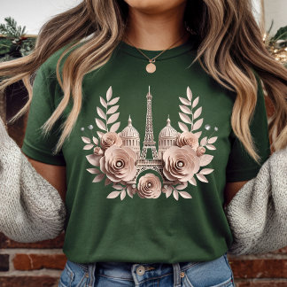 Elegantes Paris Papier-Schnitt Blumen-T-Shirt Sweatshirt