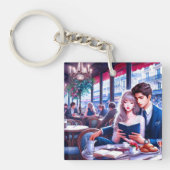 Elegantes Pariser Café Schlüsselanhänger (Vorderseite)