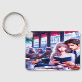 Elegantes Pariser Café Schlüsselanhänger (Rückseite)