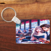 Elegantes Pariser Café Schlüsselanhänger (Rückseite)