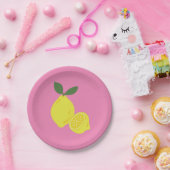 Elegantes Party aus rosa und gelben Zitronen Pappteller (Party)