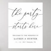 Elegantes Party beginnt hier mit einem Hochzeitsze Poster (Vorne)