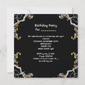 Elegantes Party Black Silver Gold Kristallleuchter Einladung (Rückseite)