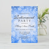 Elegantes Party Blue Winter Bokeh Lights Einladung (Stehend Vorderseite)