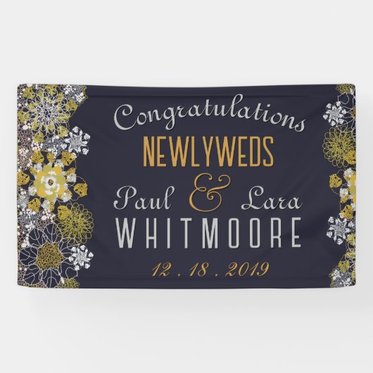 Elegantes Party der Blumenspitze Hochzeit Banner (Horizontal)