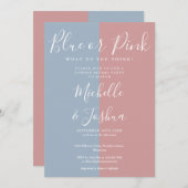 Elegantes Party des Blauen oder Rosa Geschlechts Einladung (Vorne/Hinten)