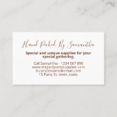 Elegantes Party - Eventverleih Visitenkarte (Rückseite)