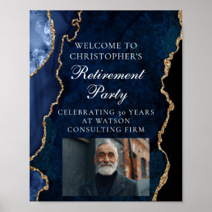 Elegantes Party Foto Navy Blue Gold Poster