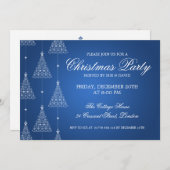 Elegantes Party Frohe Weihnachtsbaume Blau Einladung (Vorne/Hinten)