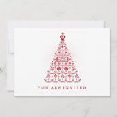 Elegantes Party Frohe Weihnachtsbaume Rot Einladung (Rückseite)