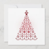 Elegantes Party-fröhliche Weihnachtsbäume rot Einladung (Rückseite)