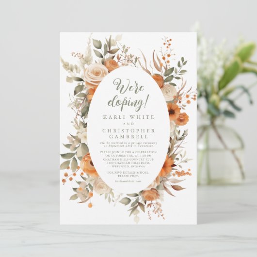 Elegantes Party für Blumenbeete im Herbst Einladung (Stehend Vorderseite)