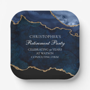 Elegantes Party für das Ruhestand Navy Blue Gold A Pappteller