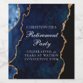 Elegantes Party für das Ruhestand Navy Blue Gold A Weinetikett (Einzelnes Label)