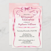 Elegantes Party für das Ruhestand von Frauen in ro Einladung (Vorne/Hinten)