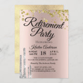 Elegantes Party für Funkelnd Glitzer-Altersversorg Einladung (Vorne/Hinten)