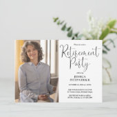 Elegantes Party für moderne Skript-Foto-Altersvors Einladung (Stehend Vorderseite)
