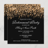 Elegantes Party für Ruhestand Gold Stars Einladung (Vorne/Hinten)