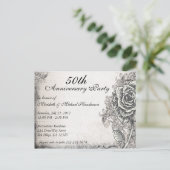 Elegantes Party für Vintage Rose zum Jubiläum Einladungspostkarte (Stehend Vorderseite)