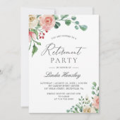 Elegantes Party für Wasserfarben Rose Blumenbesitz Einladung (Vorderseite)