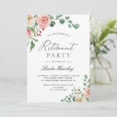 Elegantes Party für Wasserfarben Rose Blumenbesitz Einladung (Stehend Vorderseite)