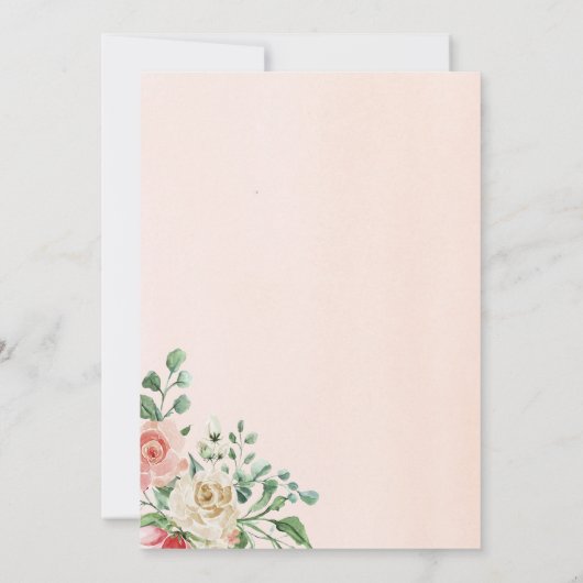 Elegantes Party für Wasserfarben Rose Blumenbesitz Einladung (Rückseite)