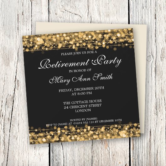 Elegantes Party Gold Glitzern Einladung