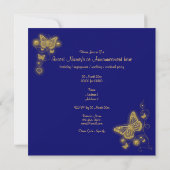 Elegantes Party Goldschmetterling Einladung (Rückseite)