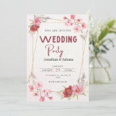 Elegantes Party Hochzeit Blume hell rosa Moderne Einladung (Stehend Vorderseite)