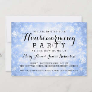 Elegantes Party Housewarming Blue Winter Wonderlan Einladung