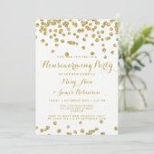 Elegantes Party Housewarming Gold Glitzer Confetti Einladung (Stehend Vorderseite)