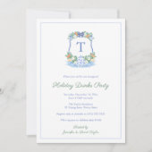 Elegantes Party mit blauen und weißen Zitrusfrücht Einladung (Vorderseite)