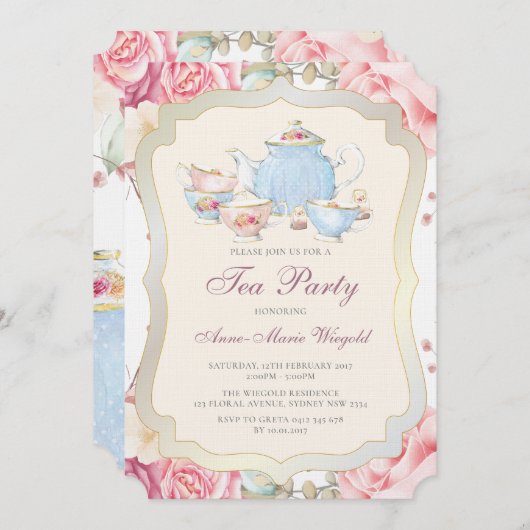 Elegantes Party mit Blumenkohl Einladung (Vorne/Hinten)