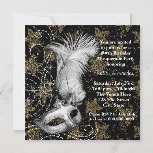 Elegantes Party mit der Schwarzen Goldmedaille Einladung (Rückseite)