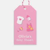 Elegantes Party mit modernen Pink Baby Girl Dusche Geschenkanhänger (Rückseite)
