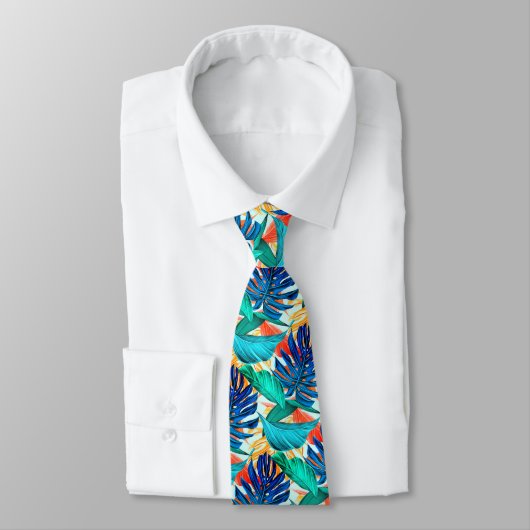 Elegantes Party Neck Tie mit Tropical Palm Blätter Krawatte (Gebunden)