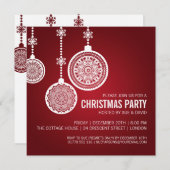 Elegantes Party Ornaments Rot Einladung (Vorne/Hinten)