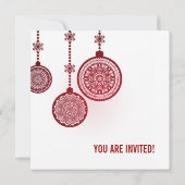 Elegantes Party Ornaments Rot Einladung (Rückseite)