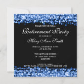 Elegantes Party Pension Blue Glitzern Einladung (Vorderseite)
