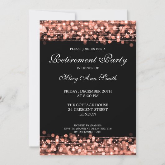 Elegantes Party Rose Gold Glitzern Einladung (Vorderseite)