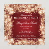 Elegantes Party Ruhestand Gold Sparkling Lights Einladung (Vorne/Hinten)
