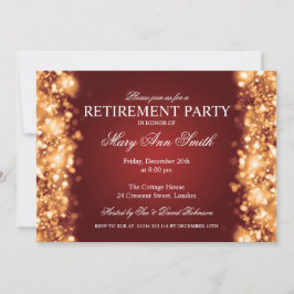 Elegantes Party Ruhestand Gold Sparkling Lights Einladung