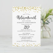 Elegantes Party Script Gold Confetti Einladung (Stehend Vorderseite)