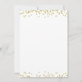 Elegantes Party Script Gold Confetti Einladung (Rückseite)