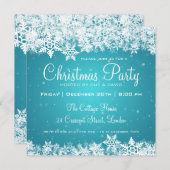 Elegantes Party Snowflakes 2 Türkis Einladung (Vorne/Hinten)