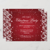 Elegantes Party Sparkle Rot Einladung (Vorne/Hinten)