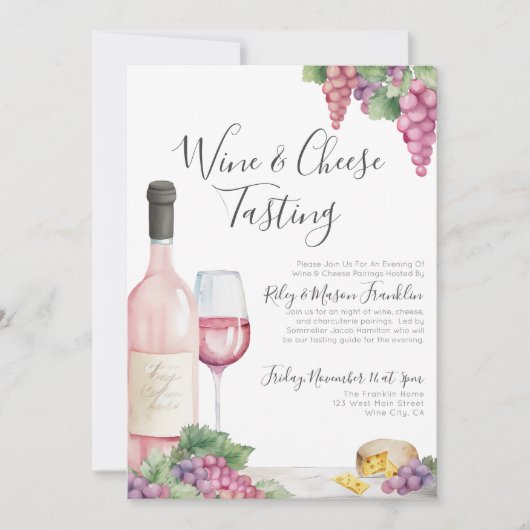 Elegantes Party Weinverkostung Einladung (Vorderseite)