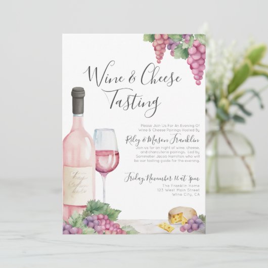 Elegantes Party Weinverkostung Einladung (Stehend Vorderseite)